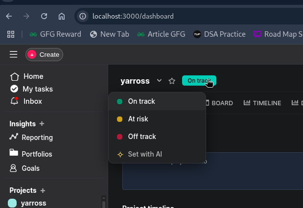 Pinto SaaS project management tool screenshot